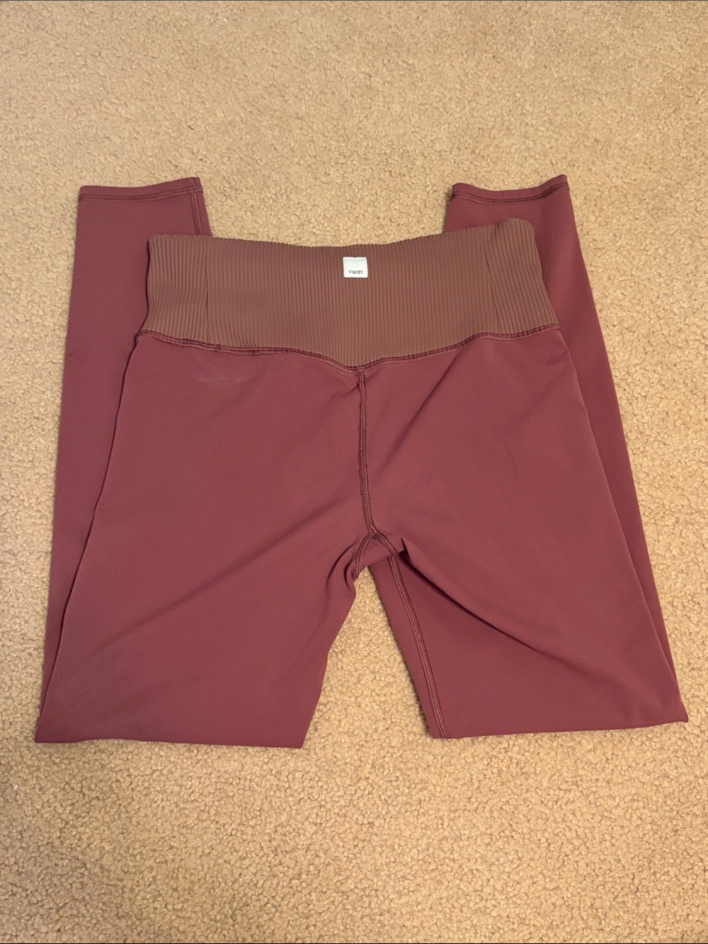 Vuori Ribbed Waist Active Leggings - Mauve